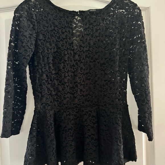 NWT Forever 21 Black Lace Knit Top - Picture 3 of 6
